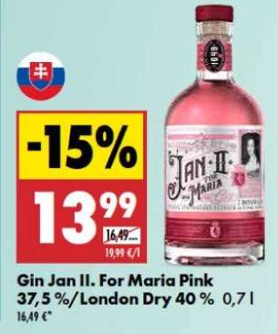 Gin Jan II. For Maria Pink 37,5 %/London Dry 40 % 0,7 l