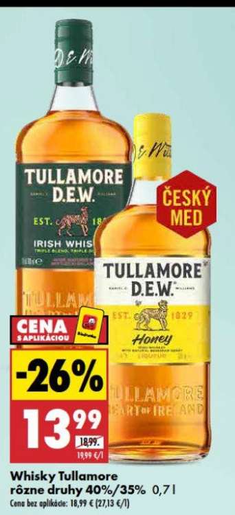Whisky Tullamore rôzne druhy 40%/35%, 0,7 l