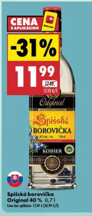 Spišská Borovička originál 40% 0,7 l