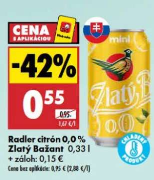 Radler citrón 0,0% Zlatý Bažant 0,33 l