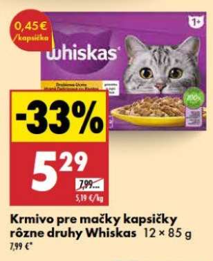 Krmivo pre mačky kapsičky rôzne druhy Whiskas
