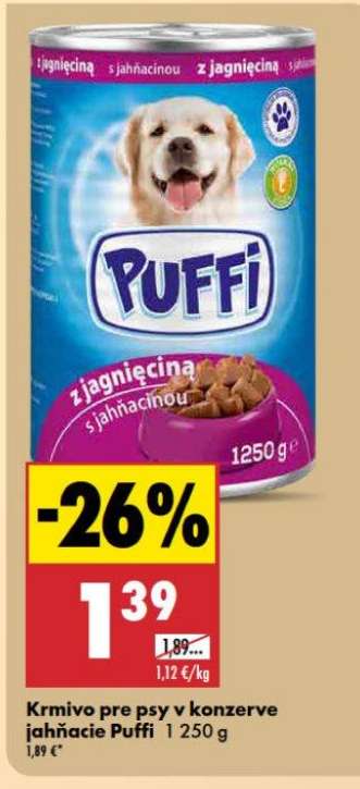 Krmivo pre psy v konzervе jahňacie Puffi 1250 g
