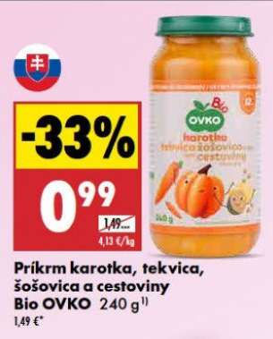 Príkrm karotka, tekvica, šošovica a cestoviny Bio OVKO 240 g