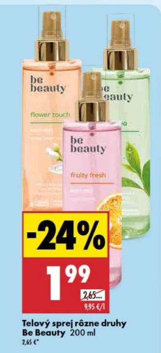 Telový sprej rôzne druhy Be Beauty 200 ml