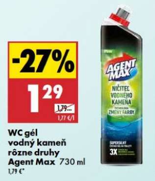 WC gél vodný kameň rôzne druhy Agent Max 730 ml