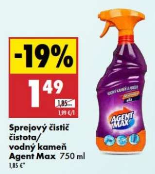 Sprejový čistič Čistota/ Vodný kameň Agent Max 750 ml
