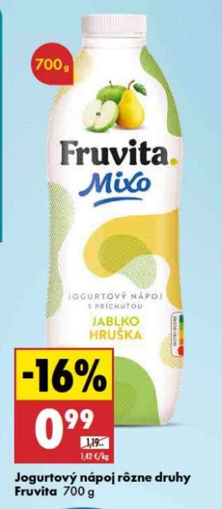 Jogurtový nápoj rôzne druhy Fruvita 700 g