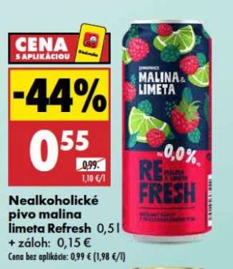 Nealkoholické pivo malina limeta Refresh 0,5 l
