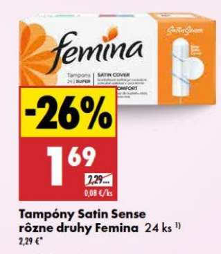 Tamóny Satin Sense rôzne druhy Femina 24 ks