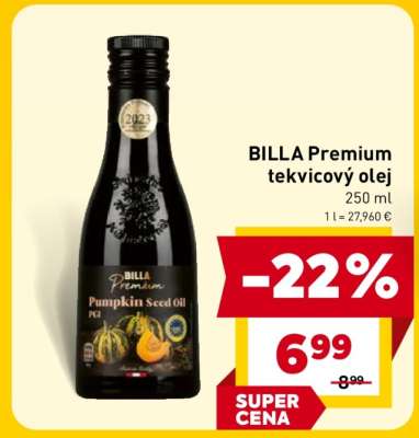 BILLA Premium Tekvicový olej