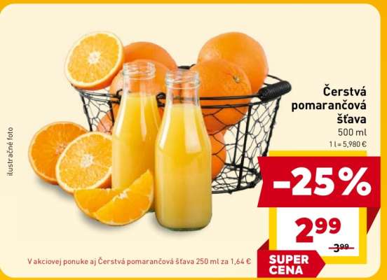 Čerstvá pomarančová šťava