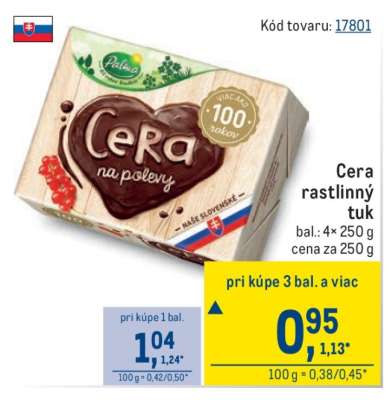 CERA Rastlinný tuk