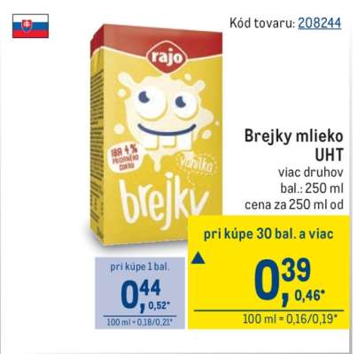 Brejky mlieko UHT