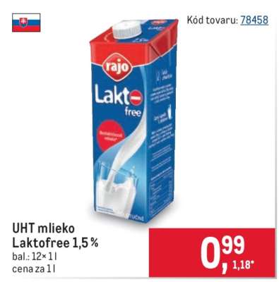 UHT mlieko Laktofree 1,5%