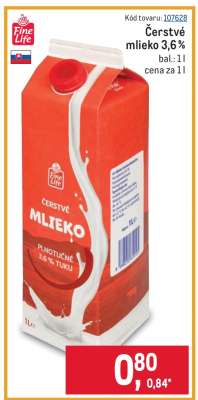 Čerstvé mlieko 3,6 %