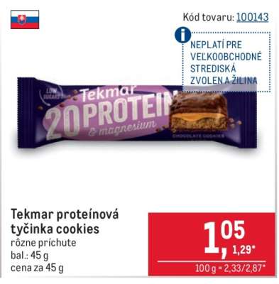 Tekmar proteínová tyčinka cookies