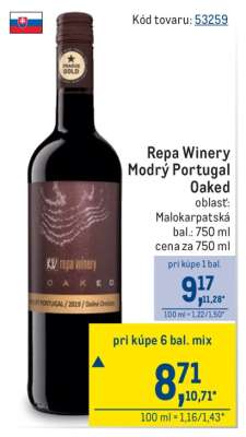 Repa Winery Modrý Portugal Oaked