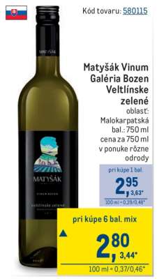 Matyšák Vinum Galéria Bozen Veltlinske zelené