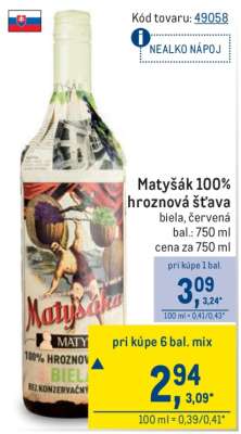 Matyšák 100% hroznová šťava