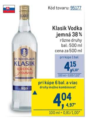 Klasik Vodka Jemná 38%