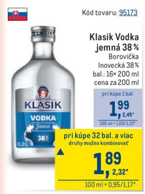 Klasik Vodka Jemná 38%