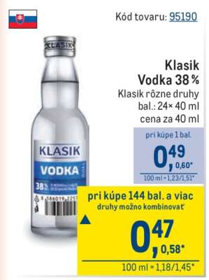 Klasik Vodka 38 %
