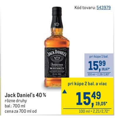 Jack Daniel’s 40 %