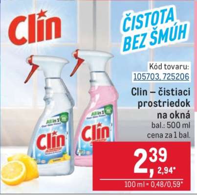 Clin Čistiaci prostriedok na okná