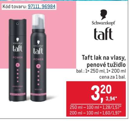 Taft lak na vlasy, penové tužidlo
