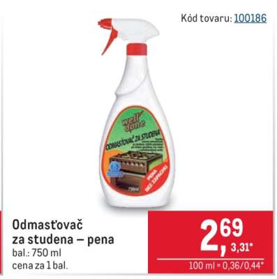 Odmast'ovač za studena pena