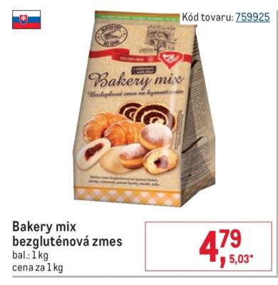 Bakery mix bezgluténová zmes