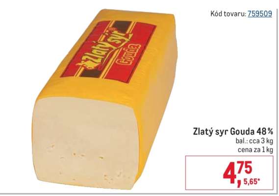 Zlatý syr gouda 48 %