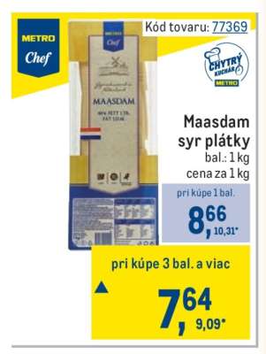Maasdam syr plátky