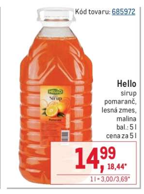 Hello sirup pomaranč, lesná zmes, malina