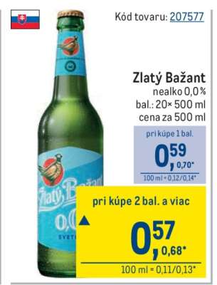 Zlatý Bažant nealko 0,0 %