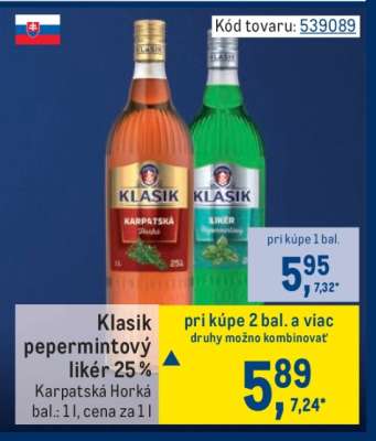 Klasik pepermintový likér 25 %