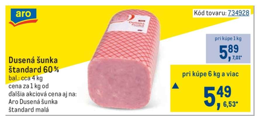 Dusená šunka štandard 60 %