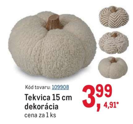Tekvica 15 cm dekorácia
