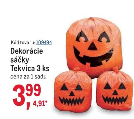 Dekorácie sáčky Tekvica 3 ks