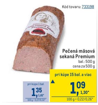 Pečená mäsová sekaná Premium