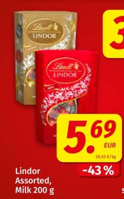Lindor Assorted, Milk 200 g