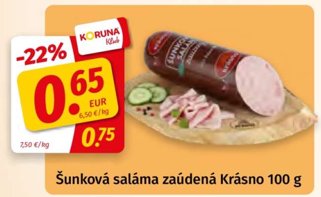 Šunková saláma zaúdená Krásno 100 g