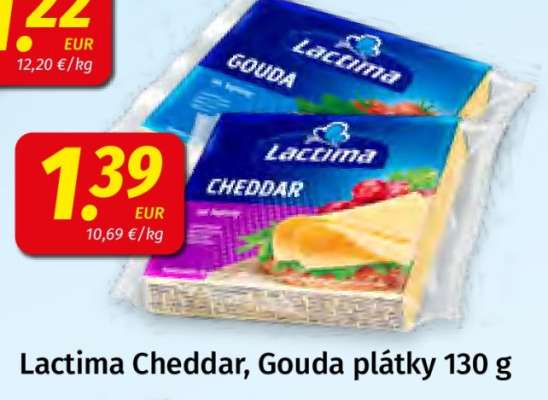 Lactima Cheddar, Gouda plátky 130 g