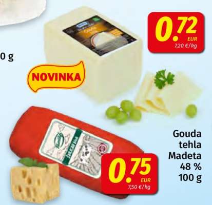 Gouda tehla Madeta 48 % 100 g