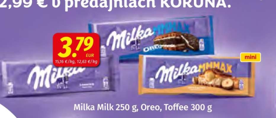 Milka Milk 250 g, Oreo, Toffee 300 g
