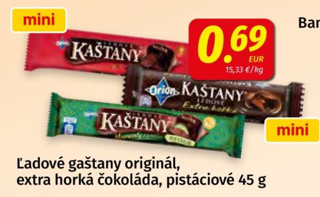 Ľadové gaštany originál, extra horká čokoláda, pistáciové 45 g