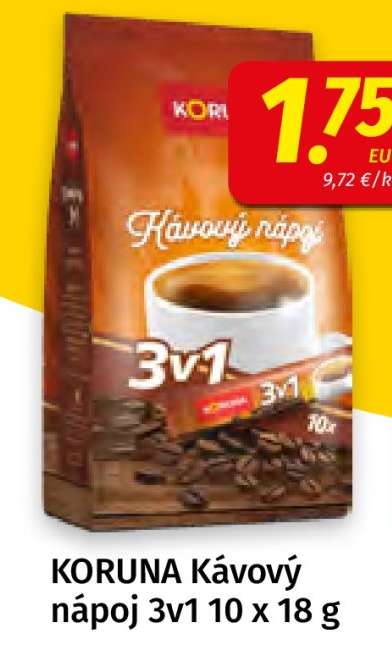 KORUNA Kávový nápoj 3v1 10 x 18 g