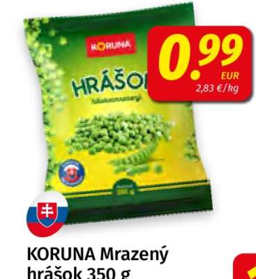 KORUNA Mrazený hrášok 350 g