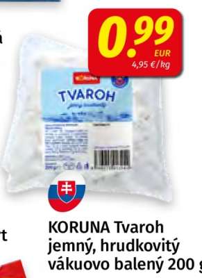 KORUNA Tvaroh jemný, hrudkovitý vákuovo balený 200 g