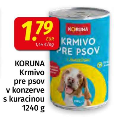 KORUNA Krmivo pre psov v konzerve s kuracinou 1240 g